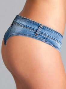 Shorts de piel sintética de tiro bajo - Ajuste anatomizado - Prendas de vestir de noche de estilo atrevido - Cierre con cremallera - Esencial para salir de noche - Azul - Ver 2