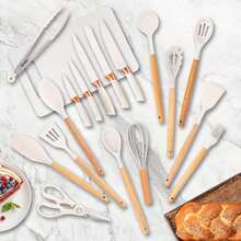Juego de utensilios de cocina de silicona de 19 piezas, resistentes al calor, antiadherentes, fáciles de cocinar y limpiar. - Blanco - Ver 5