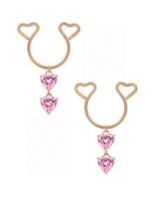 AVYRING 2Pcs Sexy Heart Love Nipple Ring No Piercing Nipple Hoops Women Fashion Body Jewelry Non Piercing Fake Nipple Rings Valentine Gift For Women