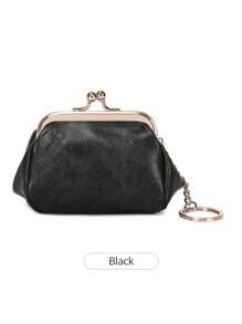 1 pieza Monedero de piel genuina con estilo vintage, organizador compacto de joyas y anillos con cierre de beso, bolsa de almacenamiento retro para llaves y dinero en efectivo, estuche de joyas ligero y portátil para uso diario de mujer, organizador de viaje y almacenamiento para dormitorio escolar