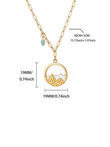1 PC Hollow Mountain Sea Wave Pendant Necklaces For Women Gold Color Chain Collar Necklaces 2025 New Wedding Couple Jewelry Gifts(The Stone Pendant On The Chain Is Random In Size And Color)
