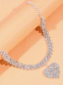 1PC Women's Simple And Premium Copper Inlaid Rhinestones Love Foot Chain Bracelet Accessories Wedding Party Fashion Jewelry