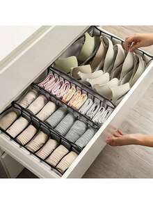 1件/3件/5件可折叠内衣收纳盒，衣柜整理盒，带分隔板，适用于胸罩、袜子、内衣，抽屉式收纳盒 - 白色 - 查看 4