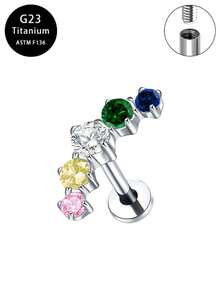 G23 Titanium Alloy Zirconia Lip Stud & Hoa tai, Trang sức xỏ khuyên Unisex - Nhiều màu - Xem 19