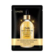 Mặt nạ tinh chất vàng 24K 5 miếng/gói, chứa Niacinamide, giúp cải thiện làn da xỉn màu và không đều màu, dưỡng ẩm sâu, làm sáng da, giảm nếp nhăn. - trắng - Xem 5