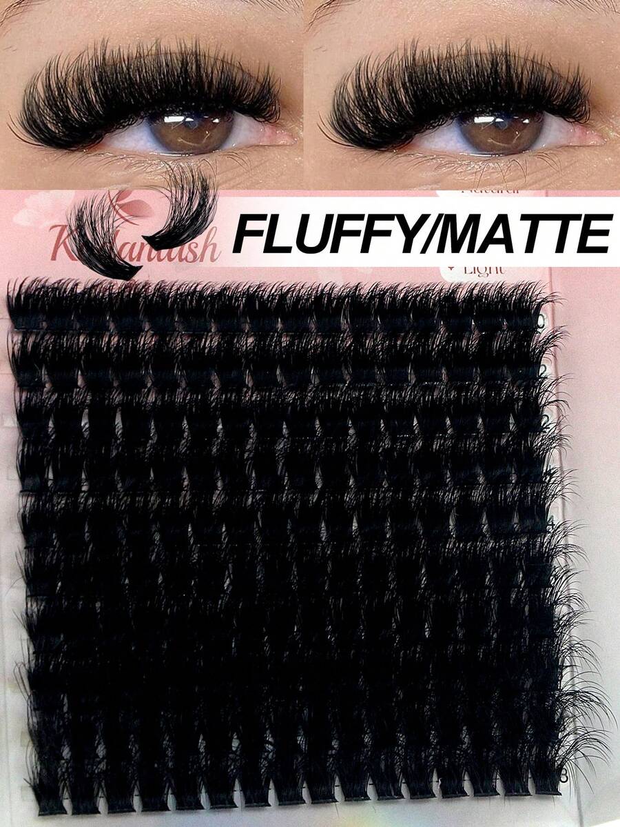 120D/100D/80D Fluffy Lash Clusters Kit Thick Cluster Eyelash Extensions Individual Lashes Faux Mink Eyelash Clusters D Curl 10MM/12MM/14MM/16MM/18MM Lash Extension Dramatic Eyelash Extensions Eyelashes Clusters - D - 查看 1
