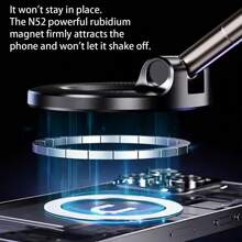 1 pièce Nouveau support de téléphone portable rotatif à 360 degrés avec ventouse magnétique à aspiration, support portable monté sur véhicule, surface lisse pour l'aspiration, fonctionnement à deux mains, réglage sur toute la plage et multi-angles, convient pour les véhicules, les tables et les murs
