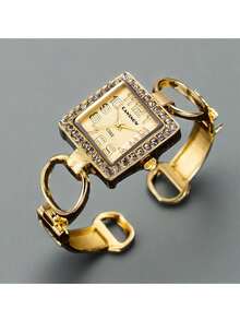 1 件女士奢华手链表，优雅石英表，复古独特手链