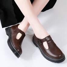 Mary Jane Shoes Women Platform Non-Slip Classics Round Toe Ankle T Strap Comfort Casual Oxford Dress Work Mary Jane Chunky Shoes Black US 6 - Nâu sẫm - Xem 2