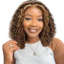 Curly Bob Wigs 13X4 Lace Front Wig Brazilian Remy Human Hair Wigs Blonde Brown Deep Wave Short Wig For Women 13x4 Lace Highlight Color 4/27 ,8-16inch ,180% Density Human Hair Lace Wig