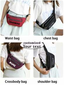 1pc Customized Women's Waist Bag, Chest Bag, Crossbody Bag, Bum Bag,Nylon, Light Waterproof, Thick , Multi Space, Simple And Lightweight, Suitable For Women's Sports, Shopping, Commuting, Vacation, Travel, Hiking, Cycling, Running, Campus, Holiday Gifts, Mother's Day Gifts, Minimalist, Casual, Fashionable, Elegant.Mother's Day