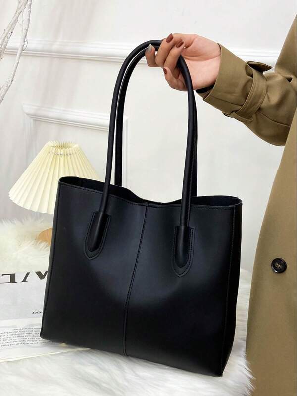 Uma Bolsa de Ombro Única, Minimalista e Versátil com Ampla Capacidade, Prática para Uso Diário, Compras, Aulas e Adequada para um Estilo Acadêmico. É Perfeita para Todas as Estações e Ideal para Mulheres que Preferem um Design Simples e Prático.
