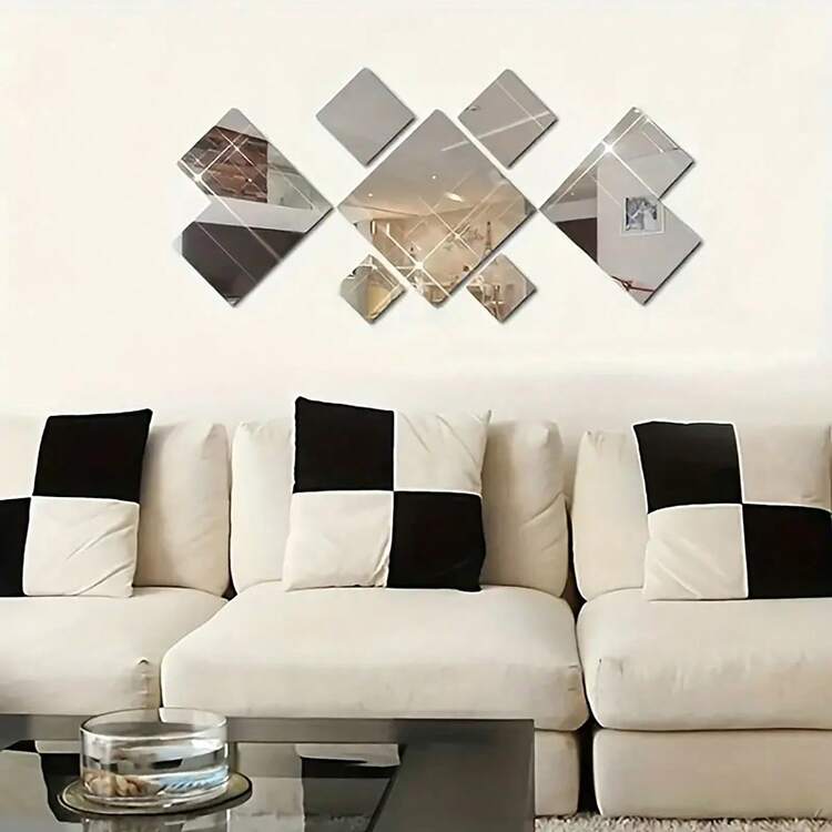7 piezas, Pegatinas de espejo de pared de acrílico cuadrado, Diseño rectangular clásico, Pegatinas de espejo de pared de rombo 3D, Combinación de decoración del hogar creativa, A prueba de roturas y autoadhesiva, ¡Visualmente brillante y estética! Pegatinas decorativas removibles, Adecuadas para la sala de estar, dormitorio, estudio, entrada, baño, oficina, pasillo o pared de fondo del sofá, Se pueden usar como decoración de pared para regalos de cumpleaños y vacaciones Decoración de habitaciones Pegatinas personalizadas - Multicolor - Añade 8