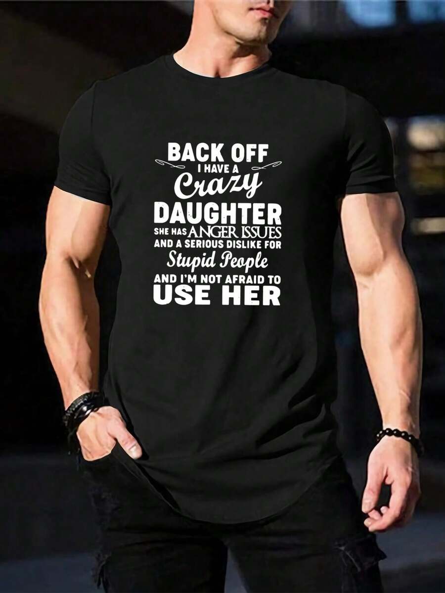 Camiseta divertida de papá - ¡Aléjate, tengo una hija loca! - Camiseta protectora de papá, regalo del día del padre, regalo de cumpleaños, chiste de papá, tallas para hombre y jóvenes - Negro - Ver 1