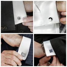 4 Pair Multi-Color Wooden Twist Brass Cufflinks, Men's Gift Box, All Season - Multicolor - View 7