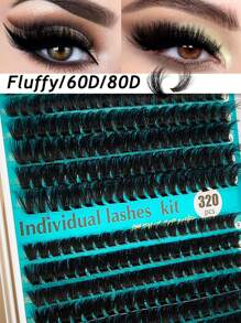 320 Stücke D-Kraus-Wimpernset, Wimpernverlängerungsset zum Selbermachen, D-60D 80D schwarzer ultra-dichter Wimpernverlängerungskit, schwarzes Wimpernset für tägliches Make-up, Wimpernverlängerungsset mit D-Krause, schwarzes persönliches Wimpernset mit 320 Stücke Locken, 9-16 mm gemischtes persönliches Wimpernset zum Selbermachen zuhause, Rizos Locken-Wimpern D-Kraus, für Mini-Reisebedarf und Selbstanwendung