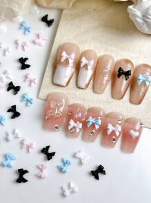 30Pcs Random Mixed Abs French-Style Bowknot,3D Bowknot Nail Charms,Simple Nail Art Accessories Diy Nail Supplies Nails Nail Gems