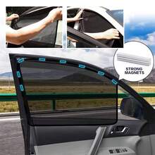 4 件套磁性汽车遮阳帘套装 - 涤纶网状侧窗遮阳帘，防紫外线隐私遮光窗帘，非常适合汽车遮阳帘