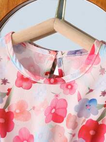Vestito con stampa floreale, con fiocco e arricciature per ragazze giovani