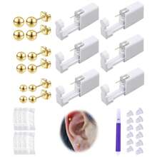 Ear Piercing Kit Disposable Ear Piercing Gun Kit With Sterile Multi-Sized CZ Earring Studs Easy And Earring Self Piercing Kit For Your Own Use At Home