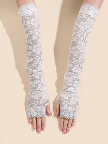 1 Pair Lace Mesh Printed Thin Arm Sleeve For Women, Sun Protection, Scar Cover, Arm Elbow Sleeve - Multicolor - View 2