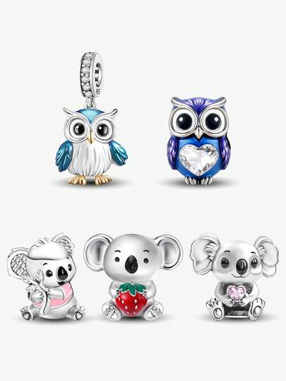 1 件时尚可爱猫头鹰串珠吊坠饰品适合女士手链手镯 DIY 珠宝制作和日常服装搭配珠宝装饰适合女孩