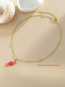 1 pieza Collar con colgante de caramelo de color dopamina, adecuado para uso diario por niñas en verano, vacaciones y fiestas en la playa