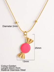 1 pieza Collar con colgante de caramelo de color dopamina, adecuado para uso diario por niñas en verano, vacaciones y fiestas en la playa