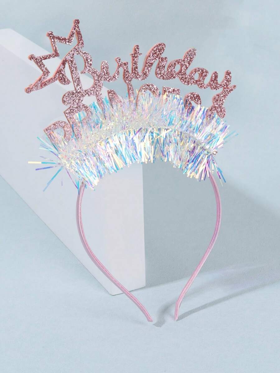 1pc Crown Happy Birthday Flowers Headband,Glitter Headband,Fashion Hair Accessories For Girl Girls Happy Birthday Party Decor Gifts - Multicolor - View 1