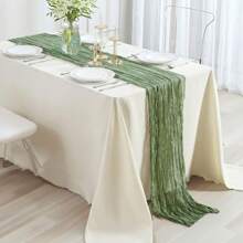 1/2/6/10 PCS Sage Green Cheesecloth Table Runners 35*120 Inch Boho Farmhouse Rustic Sheer Gauze Table Decor For Wedding Baby Shower Birthday Dinner Party Reception Centerpieces