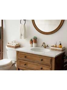 Juego de Cestas de Almacenaje, Cestas de Almacenaje de BañO de 2 Piezas, Cestas Tejidas a Mano de Mimbre para el Hogar, el Dormitorio y el BañO (Beige) - Camel - Ver 3