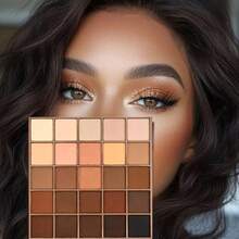 K'APEINE Paleta de 25 colores de sombras de ojos, tonos tierra marrones grisáceos mate, colores de café y chocolate - Marrón - Ver 1