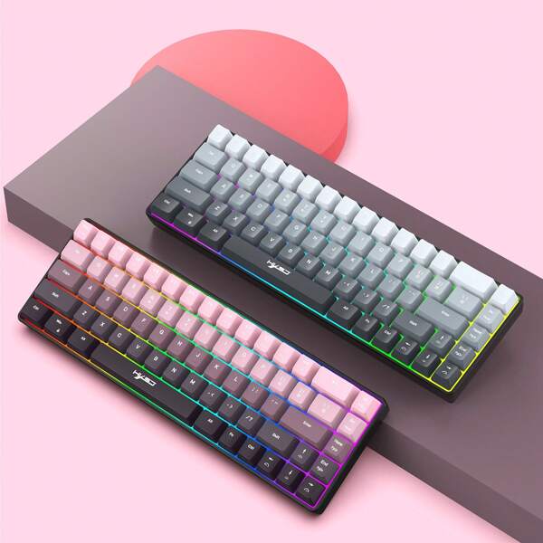 60% Wired Gaming Keyboard, RGB Backlit Mini Small Size, Easy To Carry 68 Key Film Keyboard, Suitable For PC/ Gamers, Typists, Travel Keyboards Can Only Use Gradient Colors Wired
