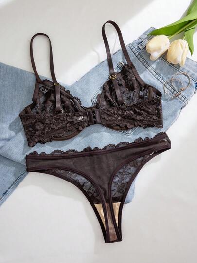 1set Kanten Underwired BH Slipje Set view 6