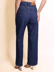 Calça jeans wide leg estampado de florzinha feminino