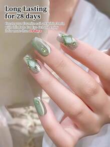 RS NAIL Esmalte de uñas de gel de ojo de gato de jade RSNAIL 10g, 8 colores, jelly, cristal verde, brillo holográfico de ojo de gato, reflectante, traslúcido, cura con LED UV, ideal para salón de uñas, manualidades, regalo para mujeres