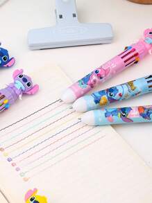 Disney 16pcs Disney Authorized Stitch Blue Cartoon Stylus & 10-Color Ballpoint Pen Set - Innovative Cute Design, Portable & High Aesthetic, Comfortable Press-Type Grip, 0.7mm Smooth Writing, 10 Colors For Creative Study & Journaling (DIY Stationery Gift) School Supplies, Back To School
