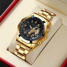 Men's Watches Top Brand Luxury Fashion Casual Men's Date Quartz Watch Stainless Steel With Personalized Roman Scale Dial Round Hands Men's Clock Party Wedding Gift Beach Vacation Valentine's Gift