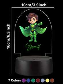 1pc Custom Cartoon Cape Boy 3D Led Night Light, Custom Super Hero, Custom Car, Custom Giant Wheel 3D Led Night Lamp, Color Changing Bedroom Manga Anime Figure Night Lights Gift,Christmas Gift Supplies