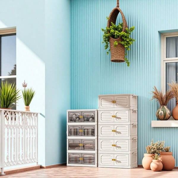Double Door Collapsible Storage Container - Stackable For Seasonal Decor & Holiday Supplies