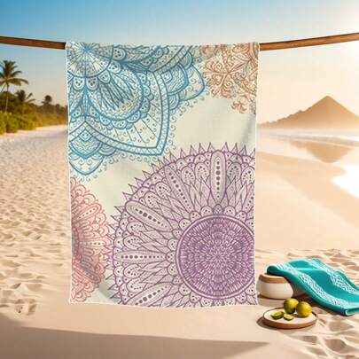 1 pieza Toalla de playa extra grande, extra grande, súper absorbente, toalla de playa fina, disponible en múltiples tamaños, esencial para el verano, a prueba de viento, protector solar, playa, fiesta, secado de viaje, camping, accesorio de playa, regalo de vacaciones, artículos esenciales de playa