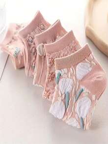 1 Pair/10 Pairs/20 Pairs/30 Pairs/40 Pairs Random Spring/Summer Cute Cat, Strawberry, Floral Print Socks, Soft & Breathable, Suitable For Girls, Campus, Sports, Daily Wear - Multicolor - View 8