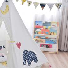 Kids Sling Bookshelf With Pocket, 7 Tiers, Natural Wood, Books Storage Rack, Perfect Height Reading Fun - Multicolor - View 7