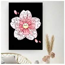 1pc Frameless Cartoon Abstract Cute Funny Cat Tree Flower Basket Clock Posters Vintage Painting Canvas Printing Wall Arts Modern Living Room Bedroom Dormitory Study Coffee Shop Room Wall Decoration Home Decoration Gifts ,Wall Art With Frame