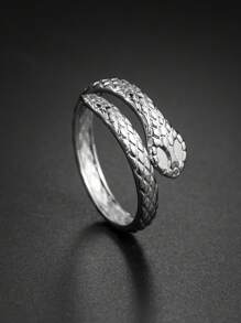 1pc Exaggerated Snake-Shaped Stainless Steel Adjustable Open Ring For Women