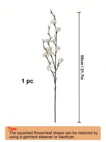 4/8pcs Artificial Flowers White Plum Blossom 21.7'' Fake Winter Sweet Long Stem Plastic Flowers Home Hotel Office Wedding Party Garden Decor