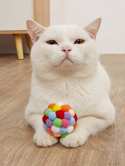 1pc Handmade Colorful Bell Cat Toy Ball, Suitable For Cats, Helps Relieve Boredom And Self-Entertainment For Pets