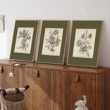 Bộ 3 bức tranh treo tường nghệ thuật hoa xanh Boho không khung, in trên vải canvas, tối giản, cổ điển, thực vật, hoa, tranh phong cách mộc mạc, cổ điển cho ký túc xá, căn hộ, phòng khách, phòng ngủ, trang trí nhà hiện đại - Nhiều màu - Xem 2