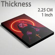 1 Pc Canvas Painting,Neon Halo, Smoke, Cross Necklace, Tattoos,Wood Framed Painting (1) Thickness 2.5 Cm/ 1 Inch-Home Decoration For All Occasions,Ideal New Year, Valentine's Day,Thanksgiving,Easter,Christmas Gift,Room Decoration Aesthetic,Wall Decoration Art,Perfect Gift,Autumn And Winter Wall Decoration,Living Room Decoration, Bedroom Decoration, Kitchen Decoration, Entry Decoration, Bathroom Decoration, Direct Wall Painting, High Quality Wall Painting Poster,Modern Home Decoration Stretched And Framed Ready To Hang - Black - View 6