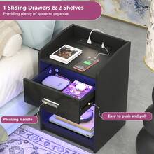 1 Set Of Side Tables For Sofa, 40x35x58cm, Wooden Bedside Table With 1 Drawer, Large Storage Space
